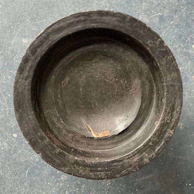 Vintage Boho Carved Wood Decorative Pedestal Bowl For Sale - Image 4 of 12