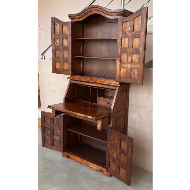 Baroque Late 19th Century Spanish Walnut Bureau Bookcase ‘Secretaire’ For Sale - Image 3 of 18