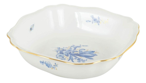 Porcelain Square Bowl with Blue Floral Motifs and Gilt Edge by Meissen, Germany