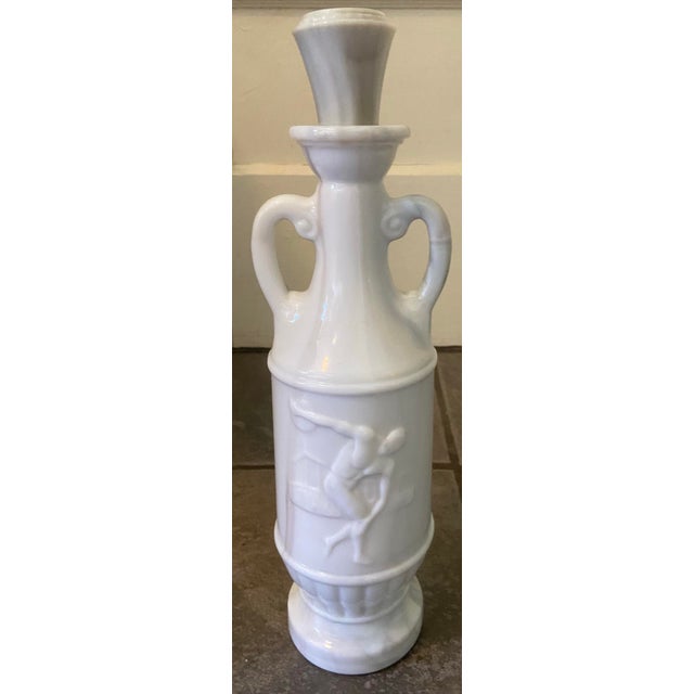 Mid-Century Modern Vintage Olympian McGill Canadian Whiskey Milk Glass Liquor Bottle For Sale - Image 3 of 12