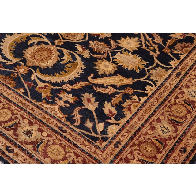Bohemien Ziegler Blue Brown Hand-Knotted Wool Rug - 8'2'' X 9'11'' For Sale - Image 6 of 8