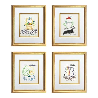 1960s Picasso Lithograph Set of 4 Stories-33-63-91-129 Framed For Sale