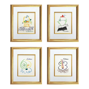 1960s Picasso Lithograph Set of 4 Stories-33-63-91-129 Framed