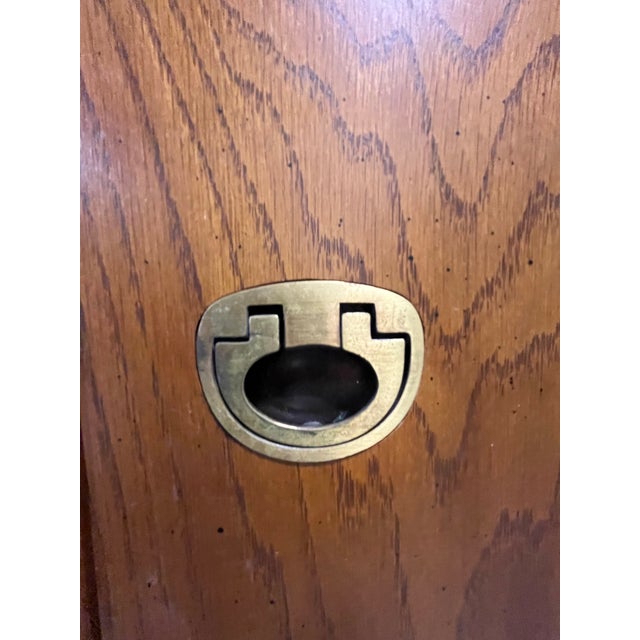 Brown Drexel Heritage Hollywood Regency Campaign Gentleman's Chest or Armoire Dresser For Sale - Image 8 of 8