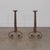 Lovely pair of wrought iron andirons from France, 19th century. Heavy forged iron with arched base and spiral detail....