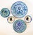 Vintage Granada Spanish Small Fajalauza Blue/Green Pomegranate Bowls, a Pair For Sale - Image 10 of 11