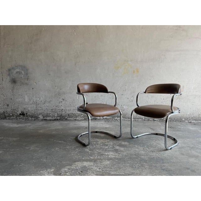 Vintage Italian Chrome and Skai Armchair, 1970s For Sale - Image 10 of 18