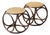 Pair of Vintage Modernist Bent Rattan & Cane Stools / Side Tables, 1970s For Sale