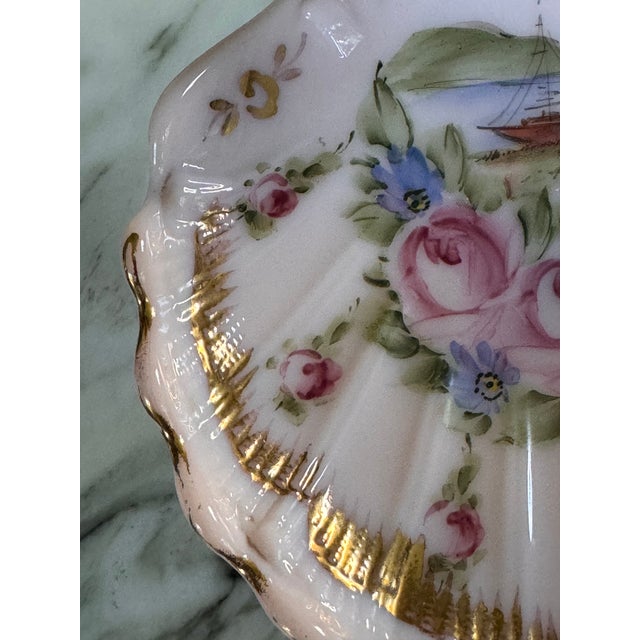 Glass 1930's Cambridge Glass Nautical Scene Crown Tuscan Charleton Seashell Comport For Sale - Image 7 of 11