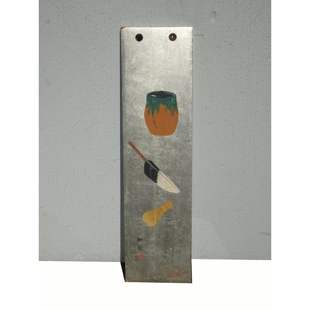 Asian 24" Tall Vintage Oriental Asian Silver Gilt Wall Picture and Signed For Sale - Image 3 of 16