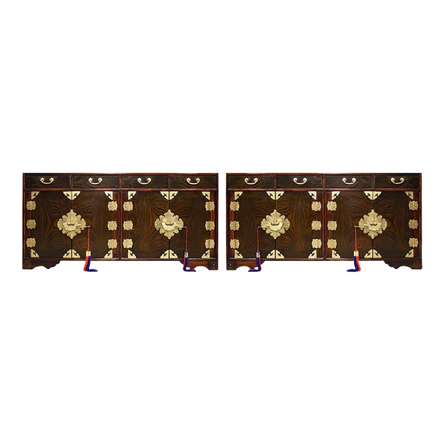 Vintage Chinoiserie Chests With Brass Hardware - A Pair For Sale
