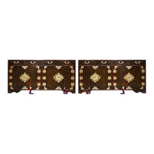 Vintage Chinoiserie Chests With Brass Hardware - A Pair