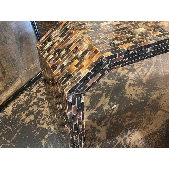 Wood Mid Century Modern Tessellated Horn Console For Sale - Image 7 of 8