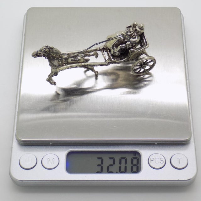 Vintage Italian Handmade Sterling Silver 925 Just Married Carriage with Horse Figurine, 1970s For Sale - Image 10 of 13