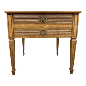 1970s Henredon Mid Century Banded Walnut and Brass Side Table