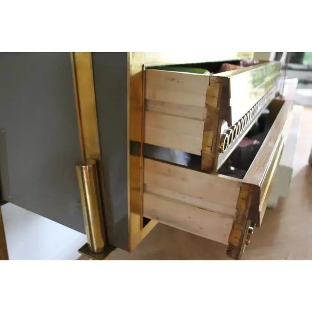 Metal Beige and Gray Tinted Murano Glass Chest of Drawers, 1960s For Sale - Image 7 of 13