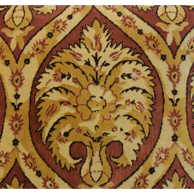 French Provincial Designer Italian Velvet Botanical Floral Feather/Down Pillows 22" Square - Pair For Sale - Image 3 of 5