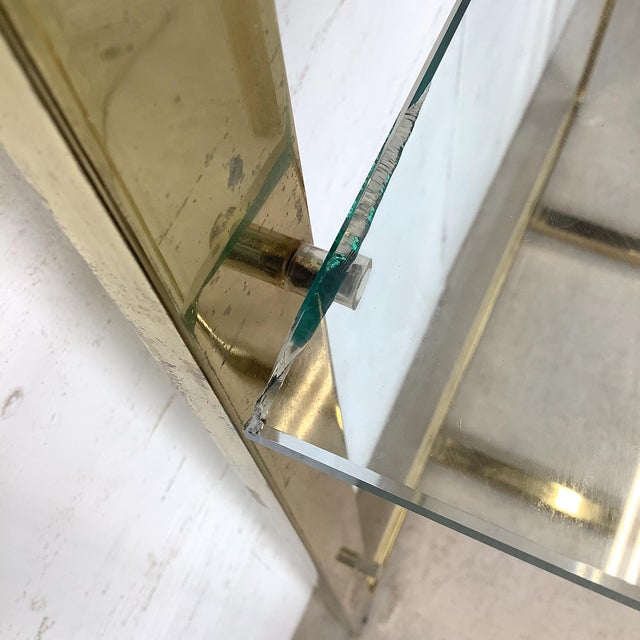 Vintage Modern Brass and Glass Étagère With Sculptural Frame For Sale - Image 9 of 12