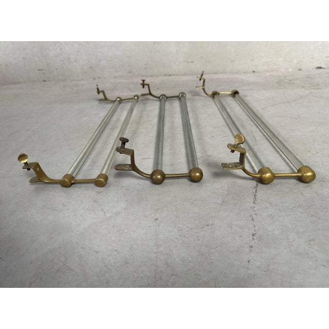 Metal Art Deco Towel Holder in Glass and Brass, 1890s For Sale - Image 7 of 11