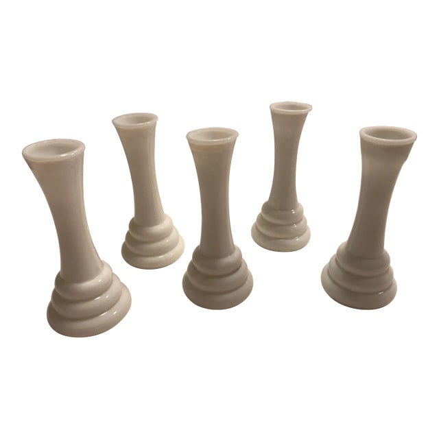 1960s Randall Milk Glass Beehive Bud Vases - Set of 5 For Sale