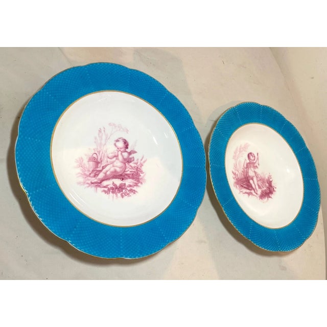 Minton Pair of Antique Hand Painted Porcelain Minton John Mortlock Cherub Putti Bowls For Sale - Image 4 of 12