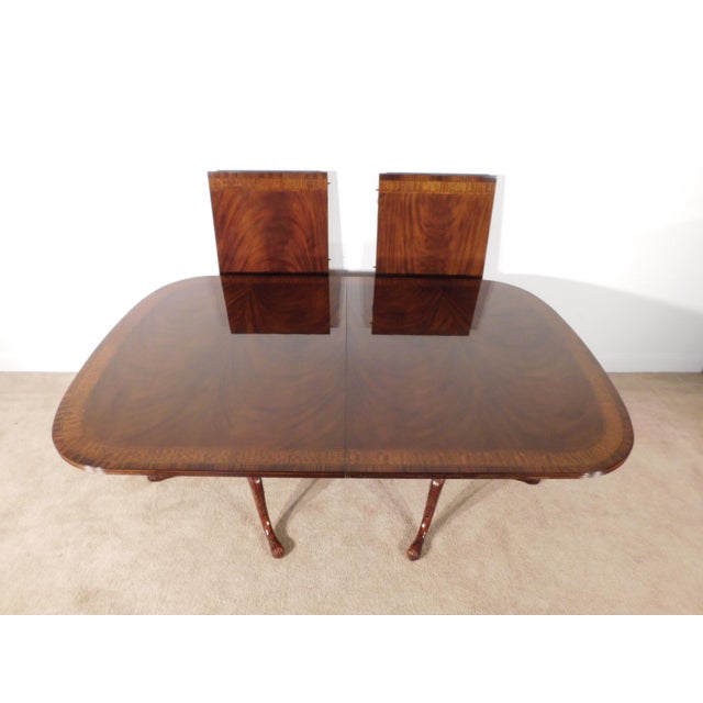 Drexel 18th Century Collection Ball & Claw Inlaid Banded Dining Table W Two Leaves For Sale - Image 14 of 17
