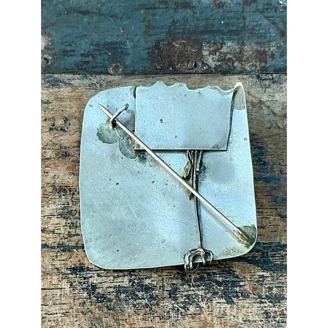 Vintage Boho Handmade Sterling Silver Modernist Brooch For Sale In West Palm - Image 6 of 12