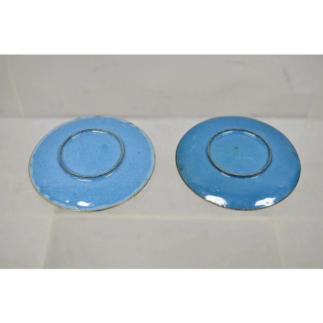 Metal Vintage Chinese Brass Enamel Cloisonne Small Trinket Dish Set Brown - Set of 2 For Sale - Image 7 of 8