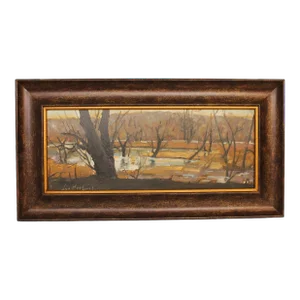 Luo Hong Impressionist Style Oil Painting, Late Fall Landscape