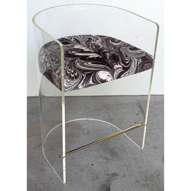 Pair Charles Hollis Jones (Attrib.) Lucite Barrel-Back Counter Counter Chairs For Sale - Image 16 of 18