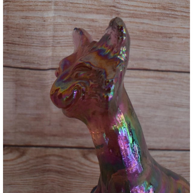 Fenton Winking Alley Cat Pink Carnival Glass Figurine Chairish