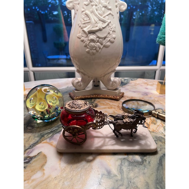 French Antique Palais Royal Bronze Ink Well Chariot For Sale - Image 3 of 7