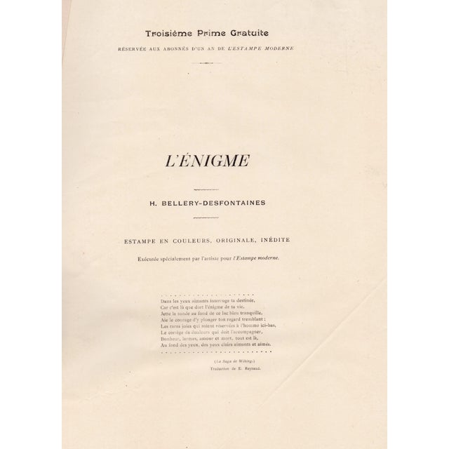 Henri Bellery-Desfontaines, L'Énigme (The Enigma), 1898, Original Lithograph For Sale - Image 7 of 9