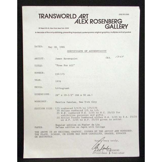 1970s 1970s James Rosenquist "A Free for All" Hand Signed Lithograph For Sale - Image 5 of 8