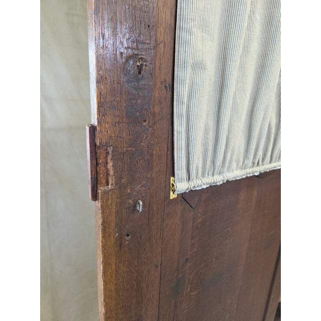 Antique French Provincial Wardrobe With Wire Grills and Interior Blue Curtains For Sale - Image 11 of 14