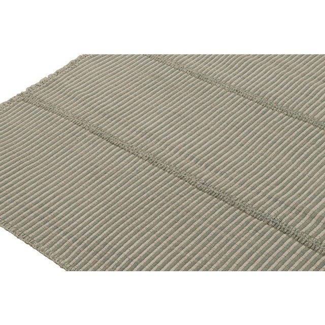 2010s Rug & Kilim’s Modern Kilim in Gray With Stripes & Beige-Blue Accents For Sale - Image 5 of 7