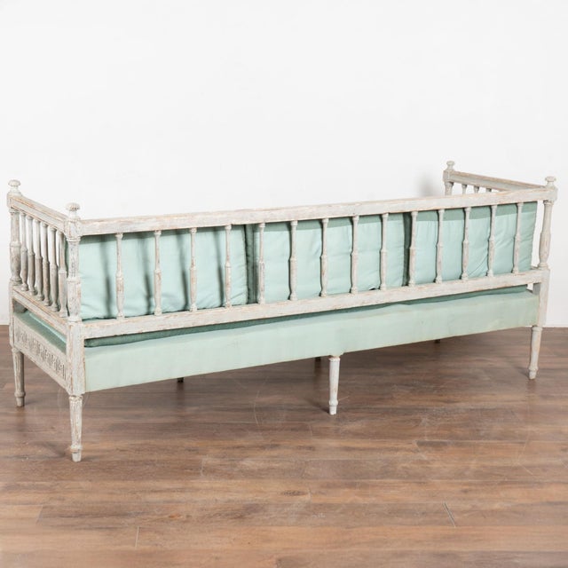 19th Century Swedish Gustavian Gray Painted Bench Settee For Sale - Image 13 of 13
