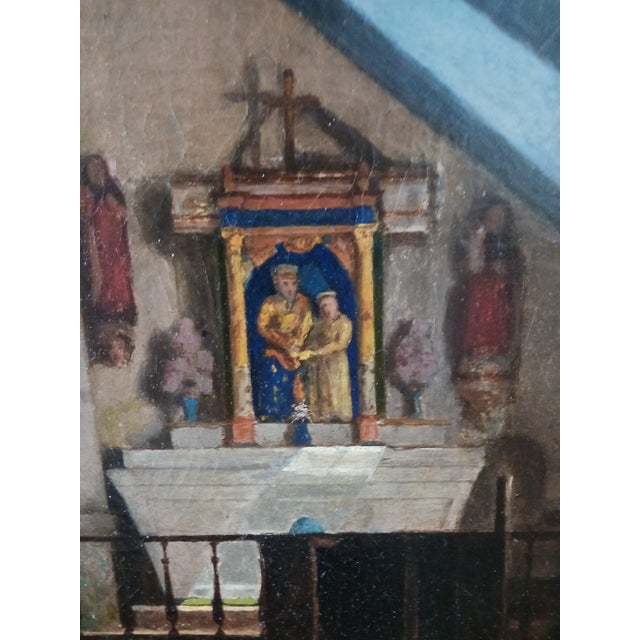American Charles J. Bridgman Cathedral Interior Oil on Canvas 1876 Listed Artist For Sale - Image 3 of 7