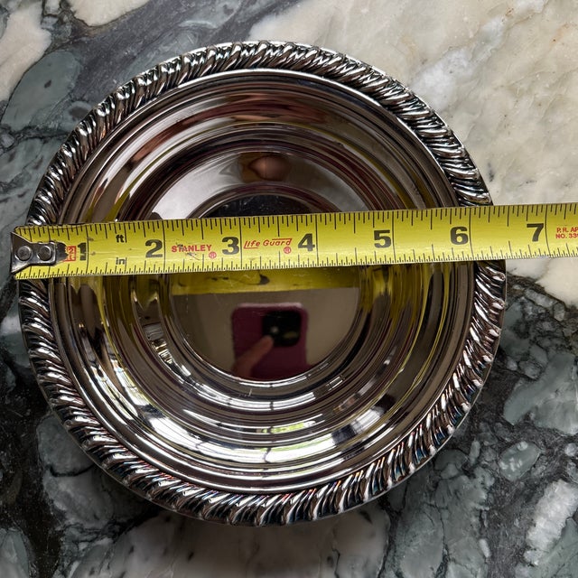 Silver Vintage 6.5" Silver Plate Bowl W/ Rope Rim Edge For Sale - Image 8 of 8