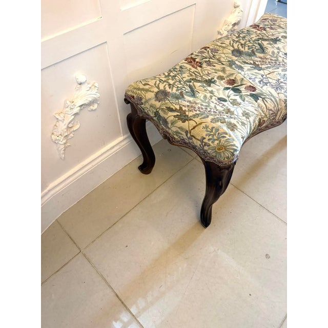 Mid 19th Century Antique Victorian Carved Walnut Window Seat Stool, 1860s For Sale - Image 5 of 8