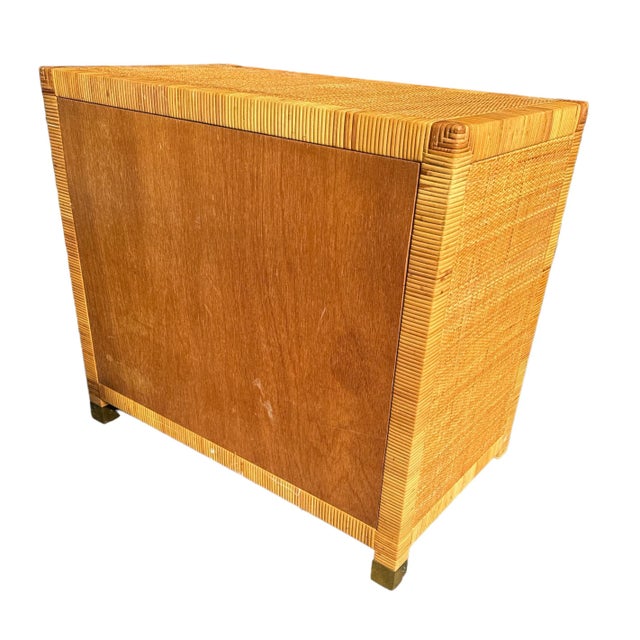 Beige Bielecky Brothers Caned Rattan Three Drawer Dresser For Sale - Image 8 of 12