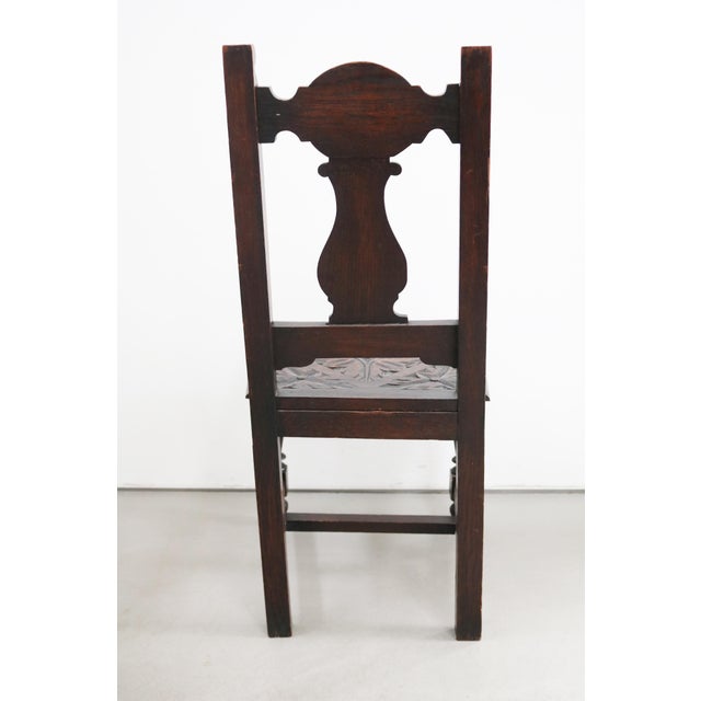 Neo-Renaissance Carved Solitary Oak Chair with Vegetal Motifs, 1900 For Sale - Image 3 of 10