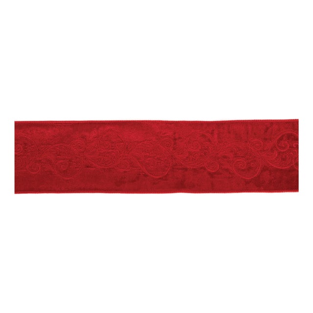 Ornate Embroidered Wired Ribbon 4" x 5 Yds. For Sale