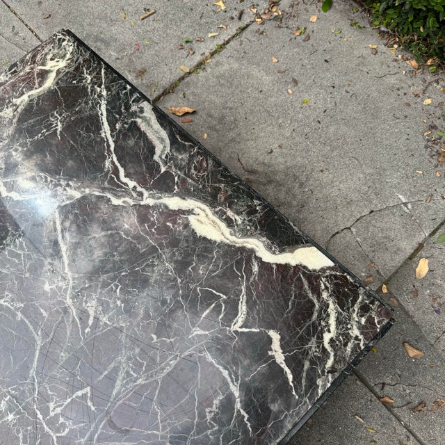1980s Postmodern Rosso Levanto Marble Coffee Table For Sale - Image 4 of 9