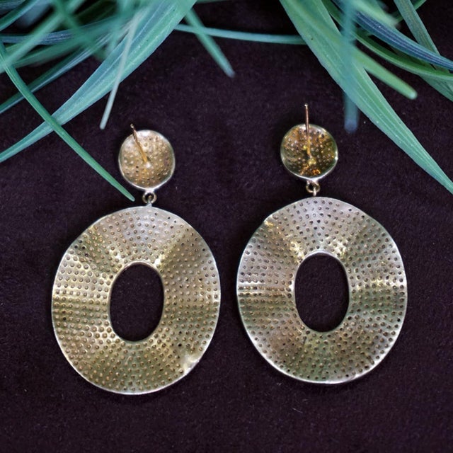 Pave Diamond Dangle Earrings 14k Solid Gold Earring 925 Sterling Silver Earrings, A Pair For Sale - Image 9 of 10