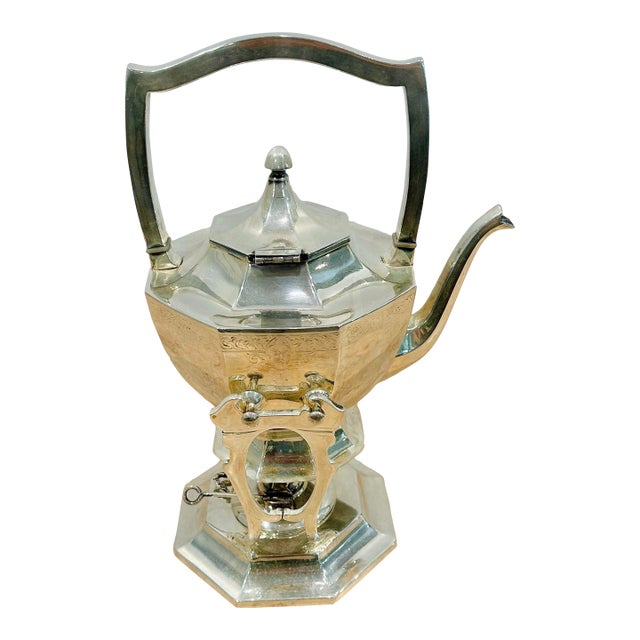 Early 20th Century Wilcox Silver Plate Co. Tilting Coffee Pot on Stand For Sale