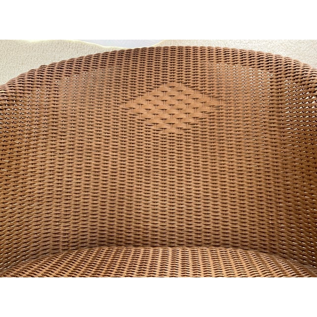 Pair of Wicker Lloyd Flanders Chairs With Black Metal Frames For Sale - Image 4 of 11