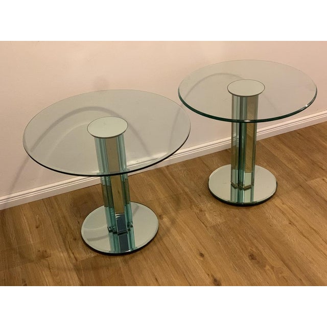 Glass Side Tables with Mirroring Glass by Luigi Massoni for Gallotti & Radice, Set of 2 For Sale - Image 14 of 14