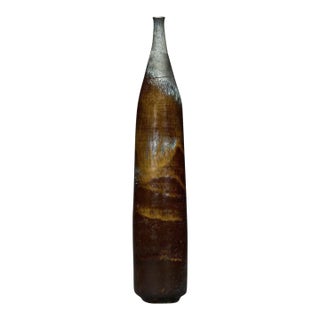 Gertrud and Otto Natzler Tall Cylindrical Bottle, 1968 - 2 Pieces For Sale