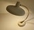 Mid Century 1950s lamp, white metal base and shade, brass stem mounted on a podium base, mushrooom shade Dimentions: 23 cm...